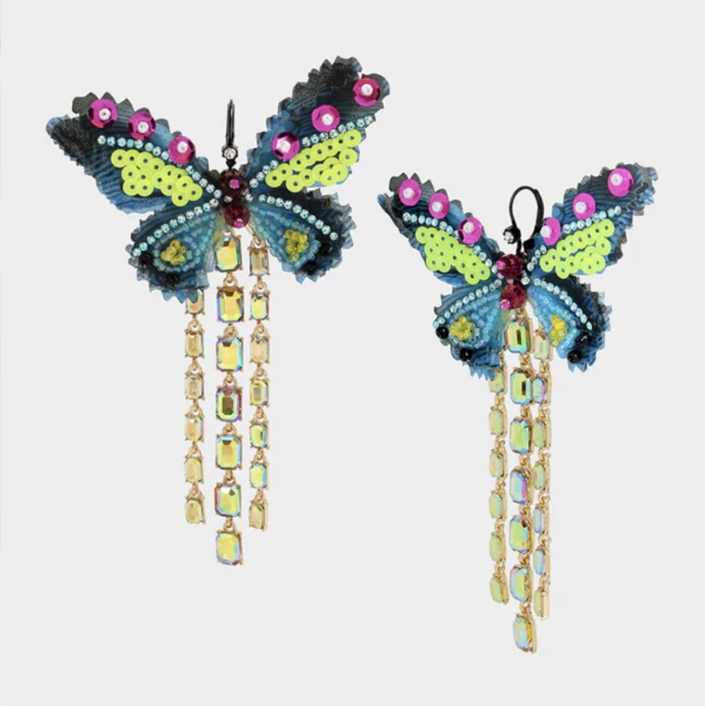 Betsey Johnson Dangle Butterfly Earrings